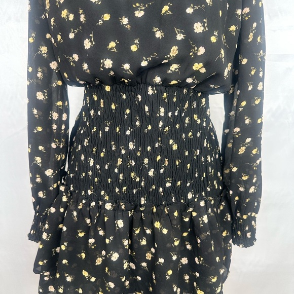Speed Control Black Floral Dress with gathered waist and high neckline size XL - Picture 3 of 13